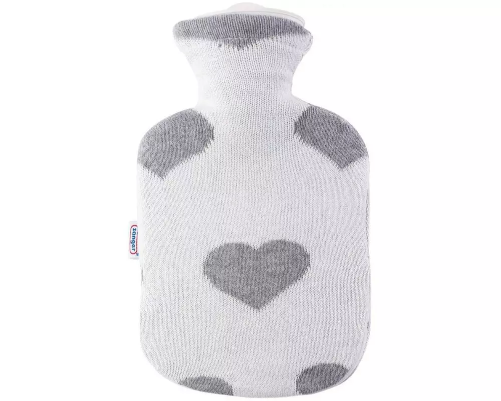 Sänger Bettflasche Strickbezug Herz Amor Rot/Weiss