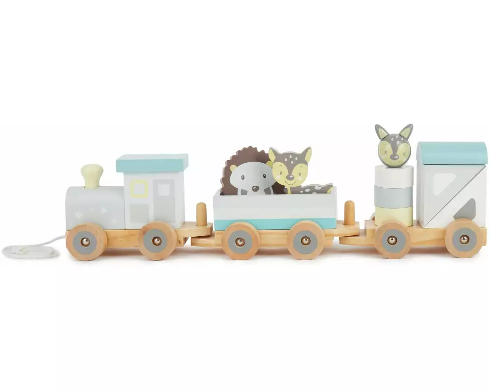 bieco Nachziehspielzeug Eisenbahn mit Steckformen