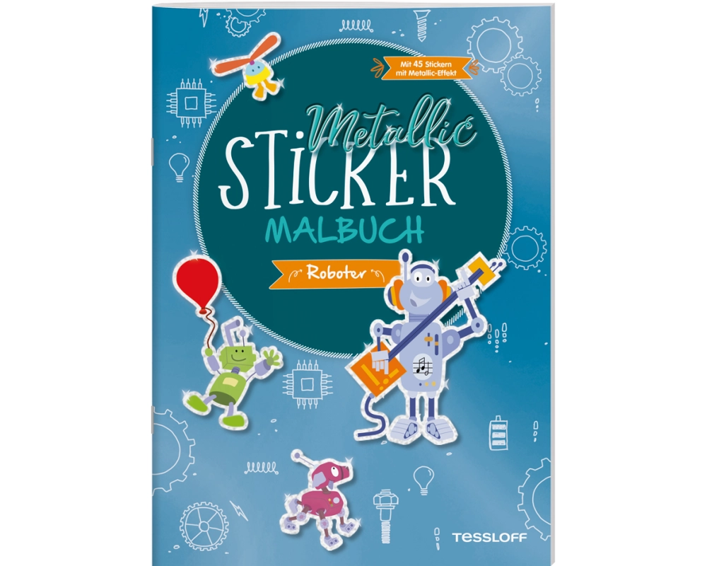 Metallic-Sticker Malbuch. Roboter