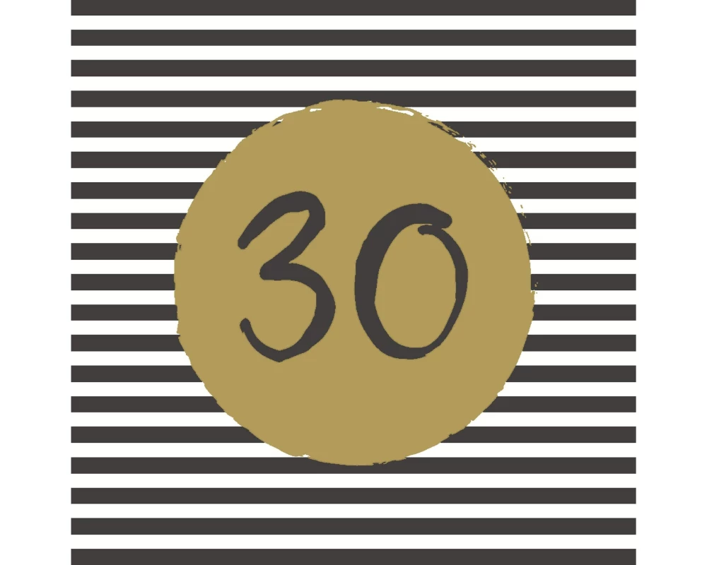 Paper + Design Papierservietten 30th Birthday 33 cm x 33 cm, 20 Stück