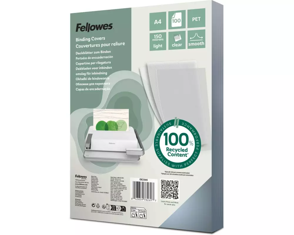 Fellowes Einbanddeckel 150 g/m², 25 Stück, Transparent