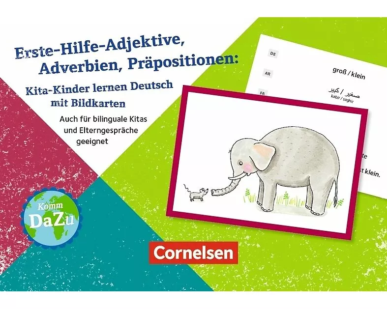 Erste-Hilfe-Adjektive, Adverbien, Präpositionen: Kita-Kinder lernen Deutsch mit Bildkarten
