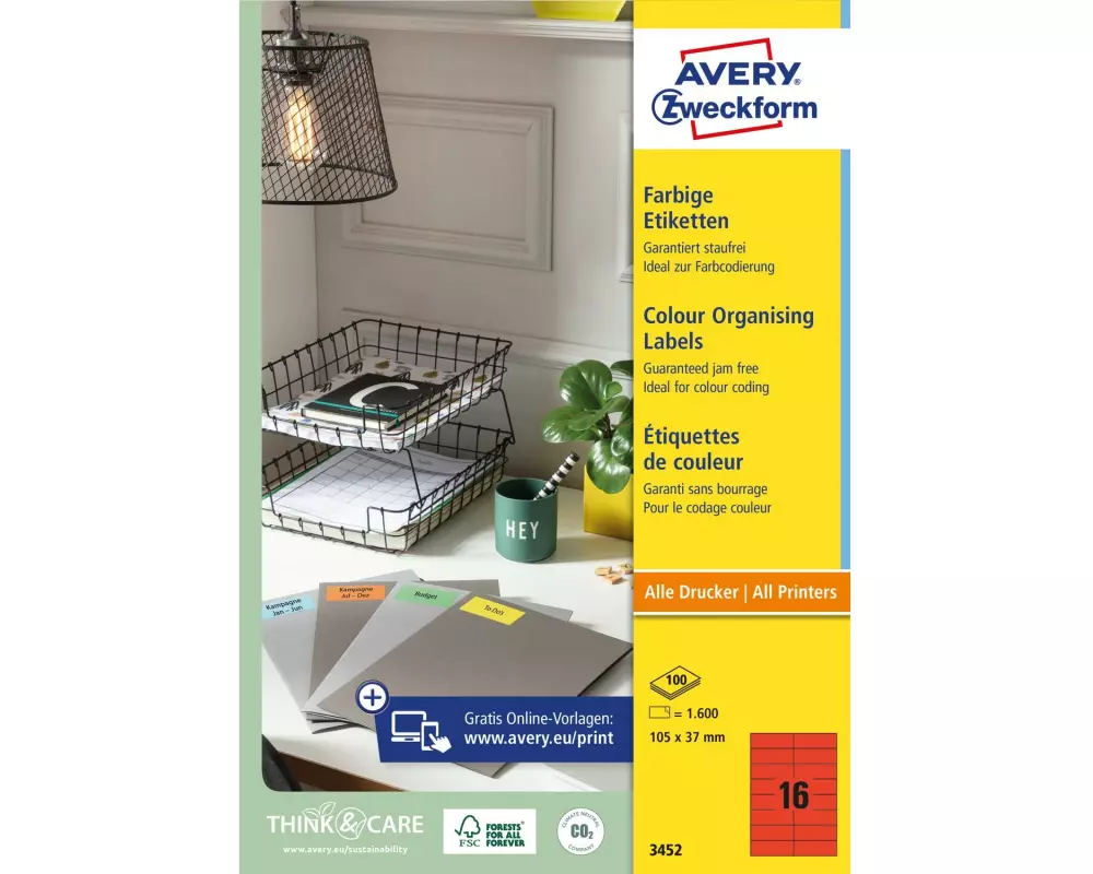 Avery Zweckform Universal-Etiketten 105 x 37 mm, 100 Blatt
