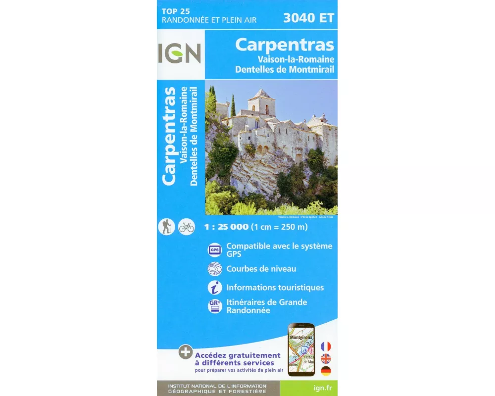 Carpentras Vaison La Romaine Dentelles de Montmirail 1:25 000