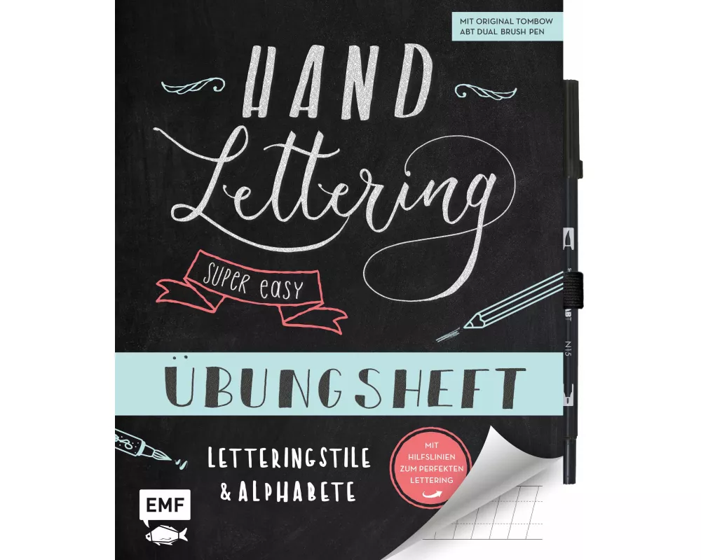 Handlettering – Super easy! Übungsheft mit original Tombow ABT Dual Brush Pen