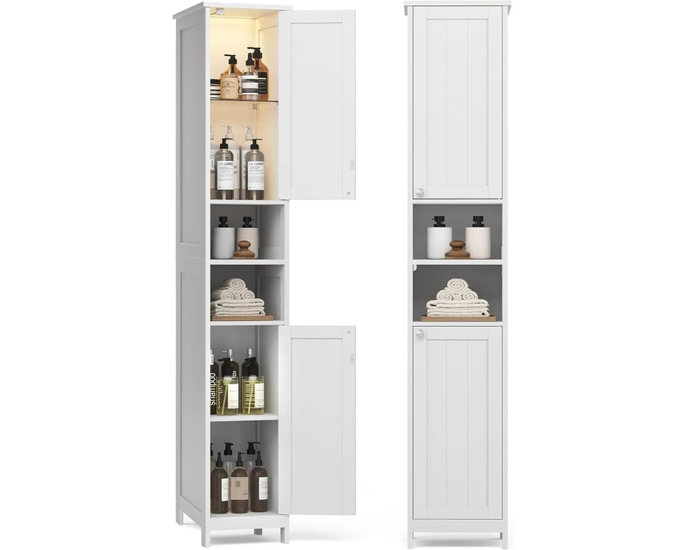 VASAGLE Badezimmerregal 30 x 170 cm, Weiss