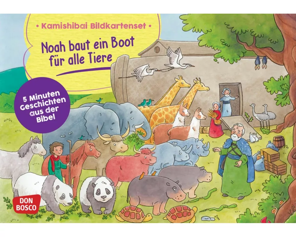 Noah baut ein Boot für alle Tiere. Kamishibai Bildkartenset
