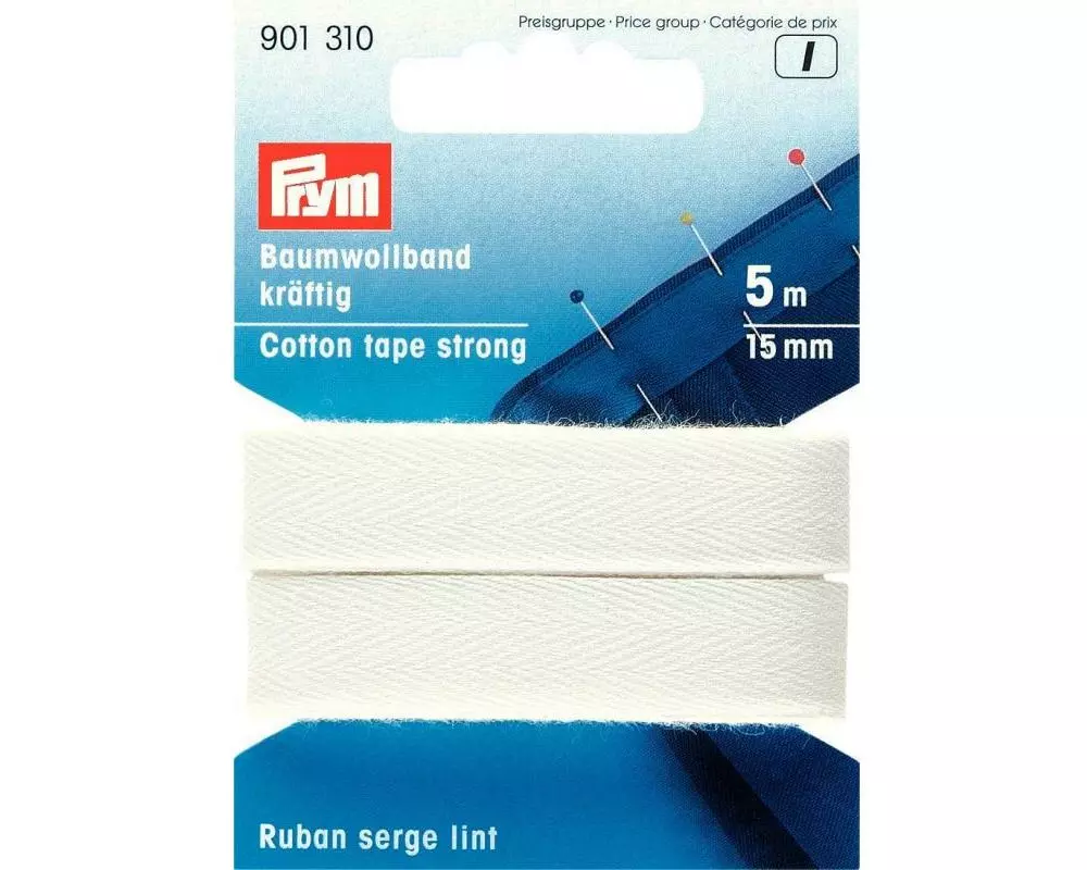 Prym Baumwollband Weiss, 5 m x 15 mm