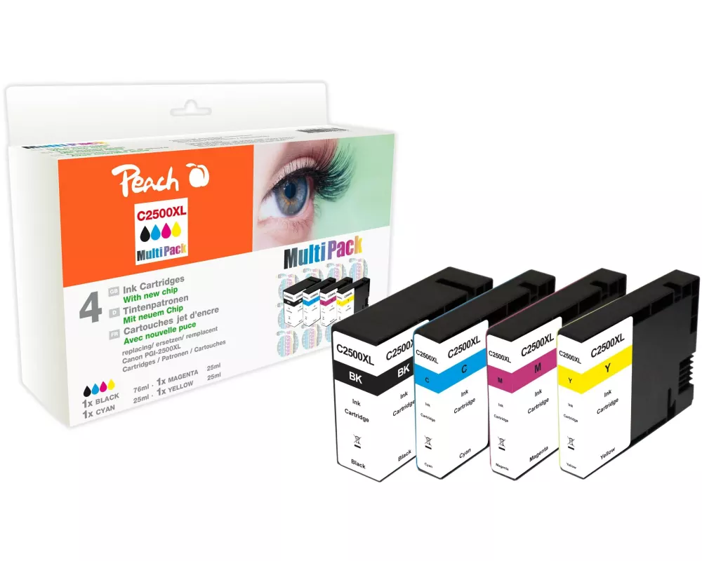 Peach Tintenset Canon PGI-2500 BK, C, M, Y