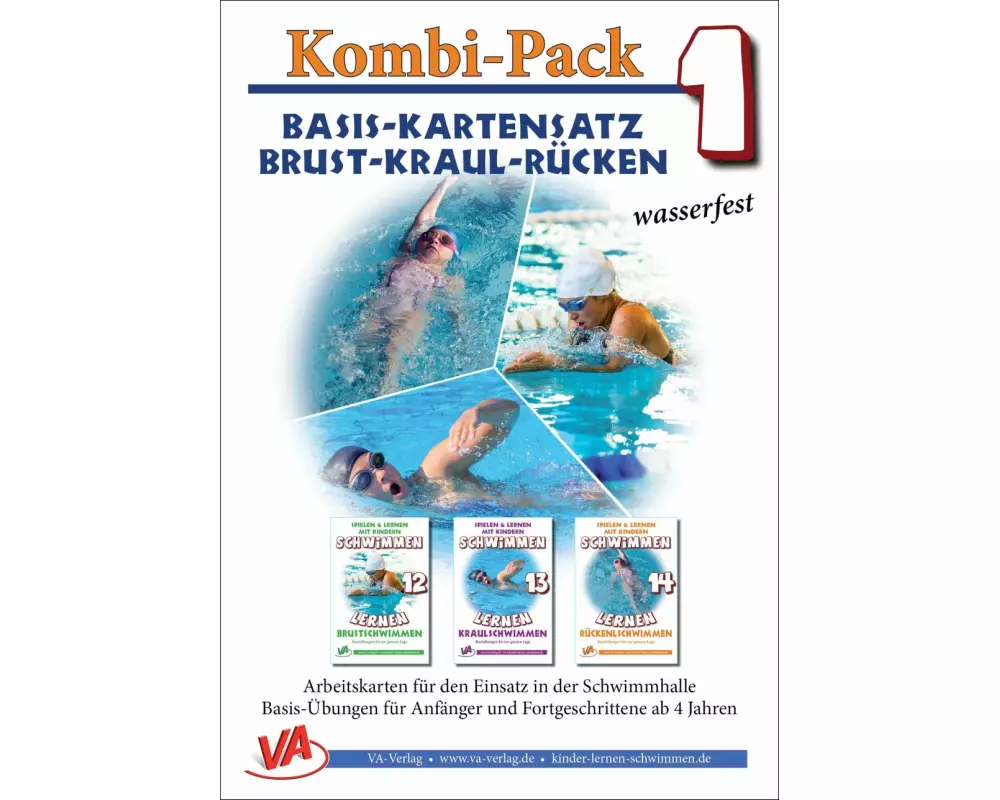 Basis-Kartensatz Brust-Kraul-Rücken, wasserfest