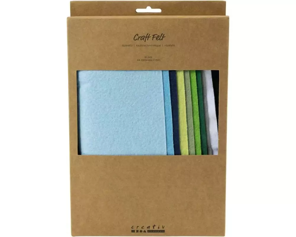 Creativ Company Bastelfilz 10 Stück, Sortiert, Blau-Grün