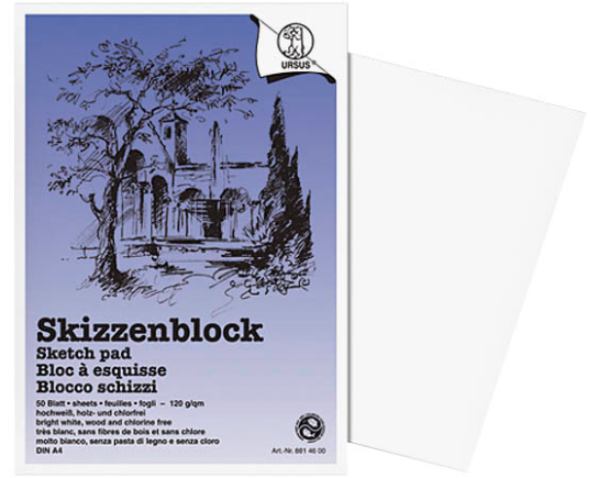 URSUS Skizzenpapier A4 8814600 120g, weiss 50 Blatt