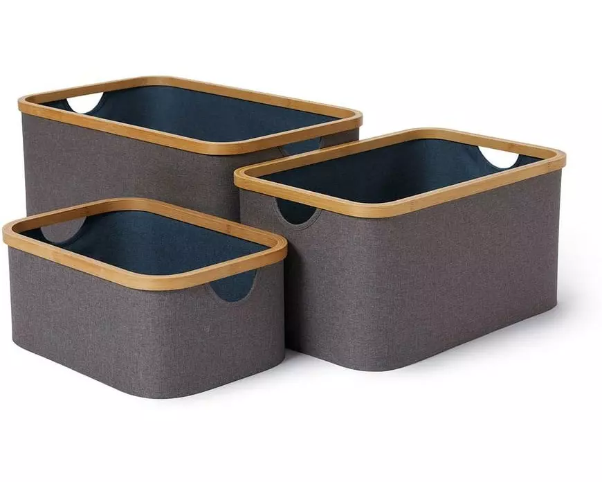 Lumaland Aufbewahrungsbox rechteckig 3 Stück, Grau