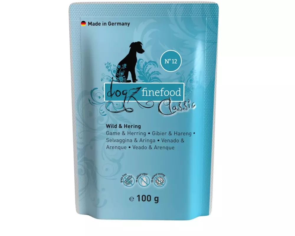 dogz finefood Nassfutter No.12 Wild & Hering, 100 g