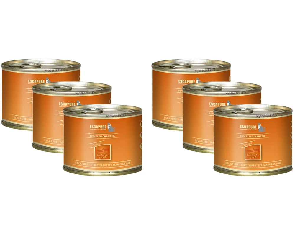 Escapure Nassfutter Topferl Lachs & Kalb, 6 x 200 g