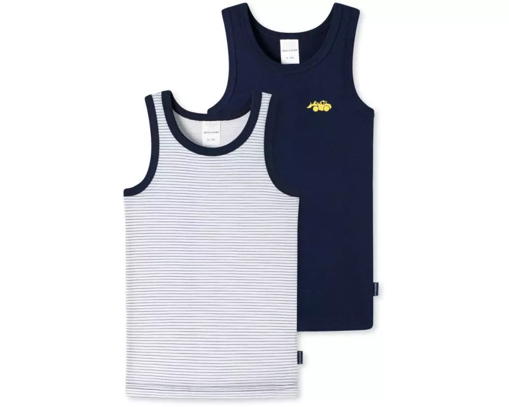SCHIESSER Unterhemd Jungen 2er-Pack, Dunkelblau/Weiss, Gr. 92