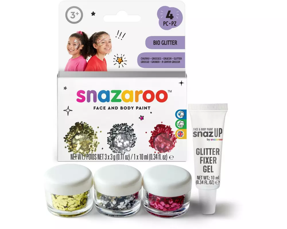 Snazaroo Glitzer Set Grob, 3 Farben