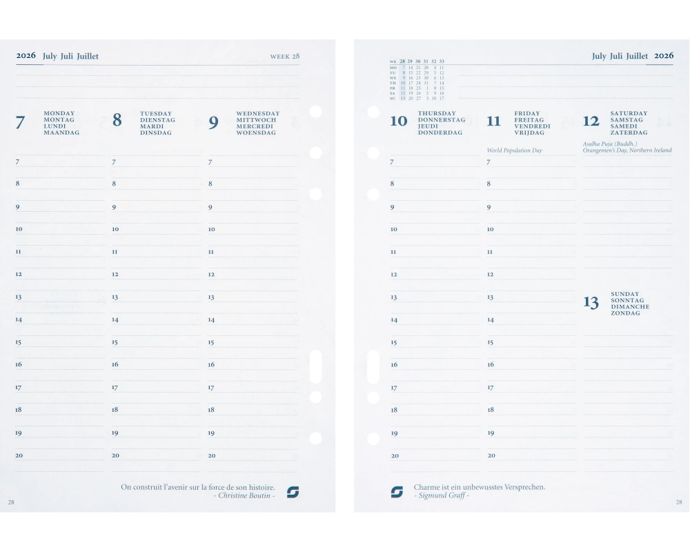 SUCCES Agenda A5 2026 847207000026U 1W/2S Ersatzkal. 14.8x21cm