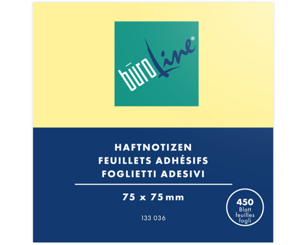BÜROLINE Haftnotizen Cube 75x75mm 133036 gelb 450 Blatt