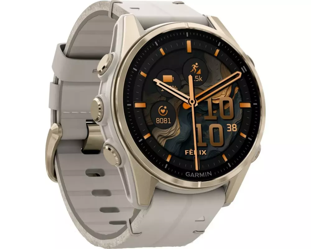 GARMIN Sportuhr Fenix 8 AMOLED Sapphire, 43 mm Hellgrau