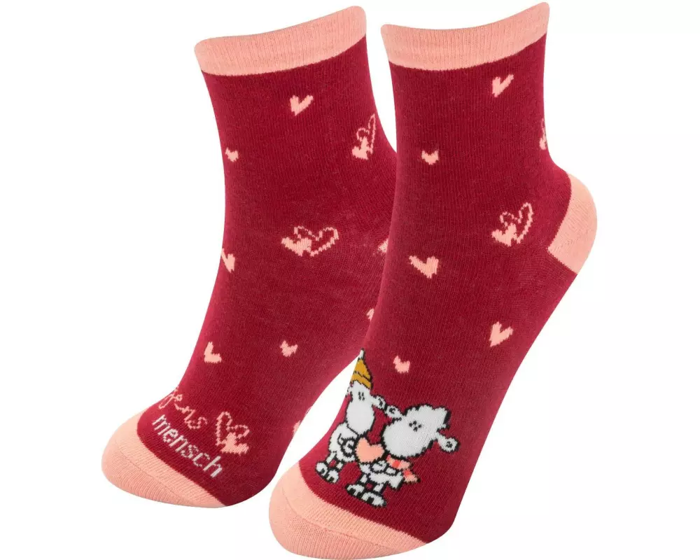 Sheepworld Socken Frauen Herzen 36 - 40, Rot