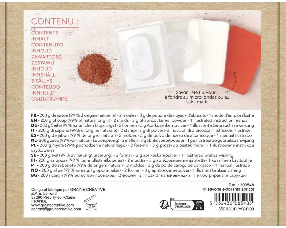 Graine Créative Seifen Peeling DIY Kit Kokosnuss Aprikosen-Peeling