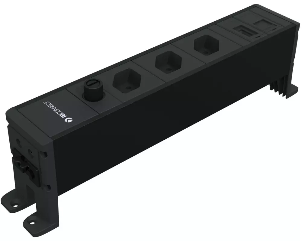 IB Connect Steckdosenleiste Cubo 3x T13, 1x Cat 6, HDMI, Schwarz