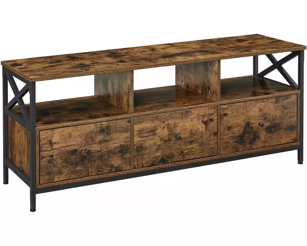 VASAGLE TV-Möbel mit 3 Schubladen 147 x 40 x 50 cm, Braun/Schwarz