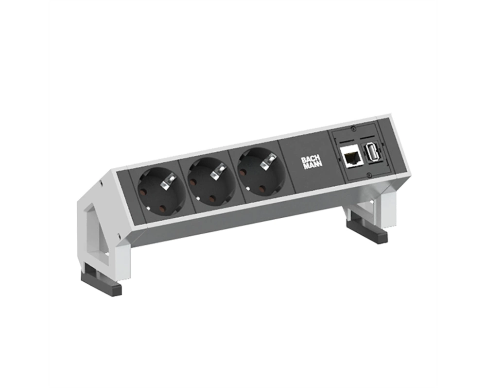 BACHMANN DESK2 3x Schutzkontakt, 1x CAT6 1x USB3 weiss