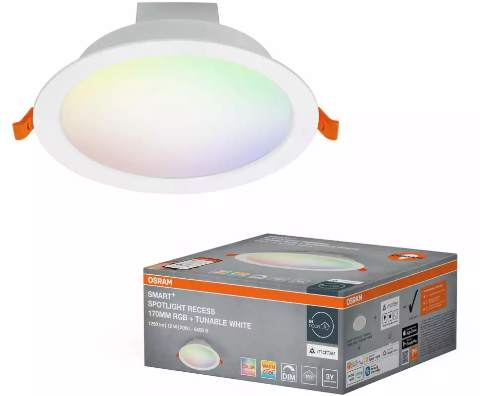 OSRAM Einbauleuchte SMART+ Matter Recess Multicolor 170 mm, RGBW