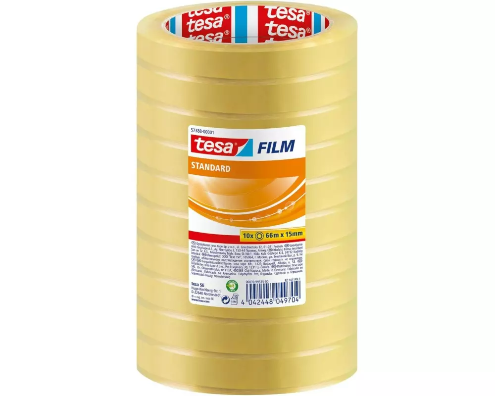 tesa Klebeband Standard 10 Rollen, 66m x 15 mm