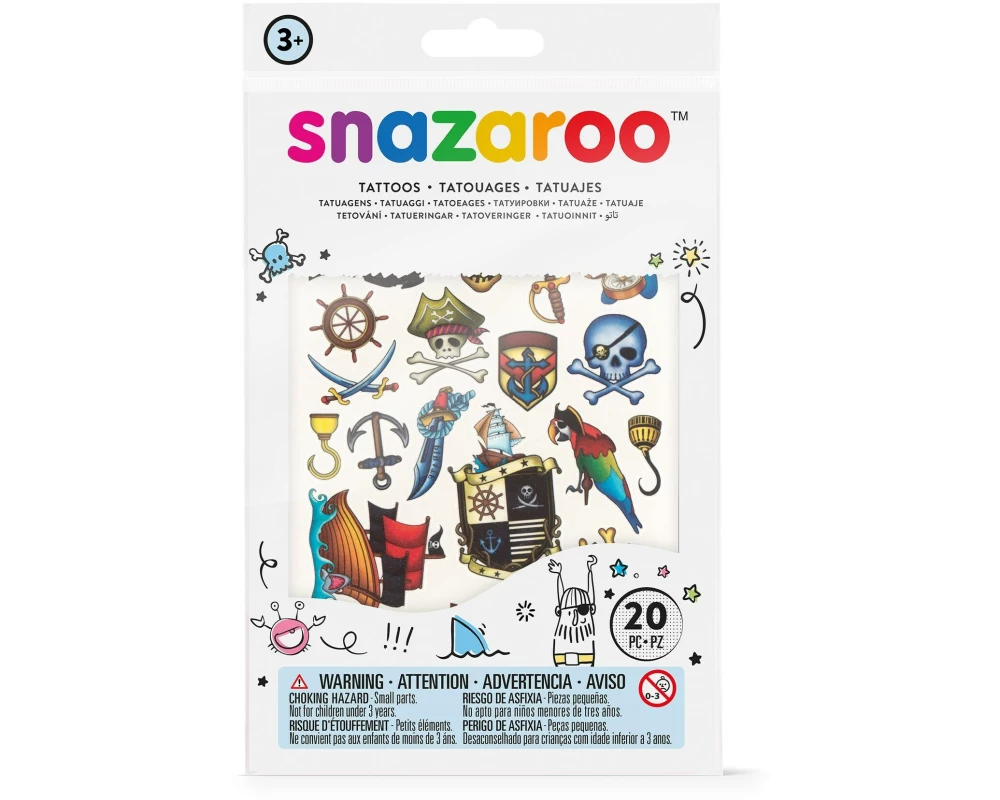 Snazaroo Zubehör Tattoos Piraten, 20 Stück