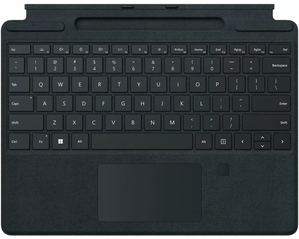 Microsoft Surface ProX/8 Keyboard black CH Fingerprintreader RETAIL NO PEN, with Charging Slot