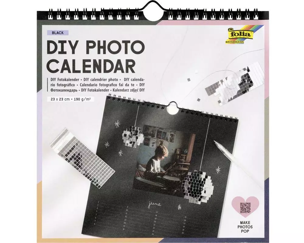 Folia DIY Fotokalender black, 23 x 23 cm, 13 Seiten