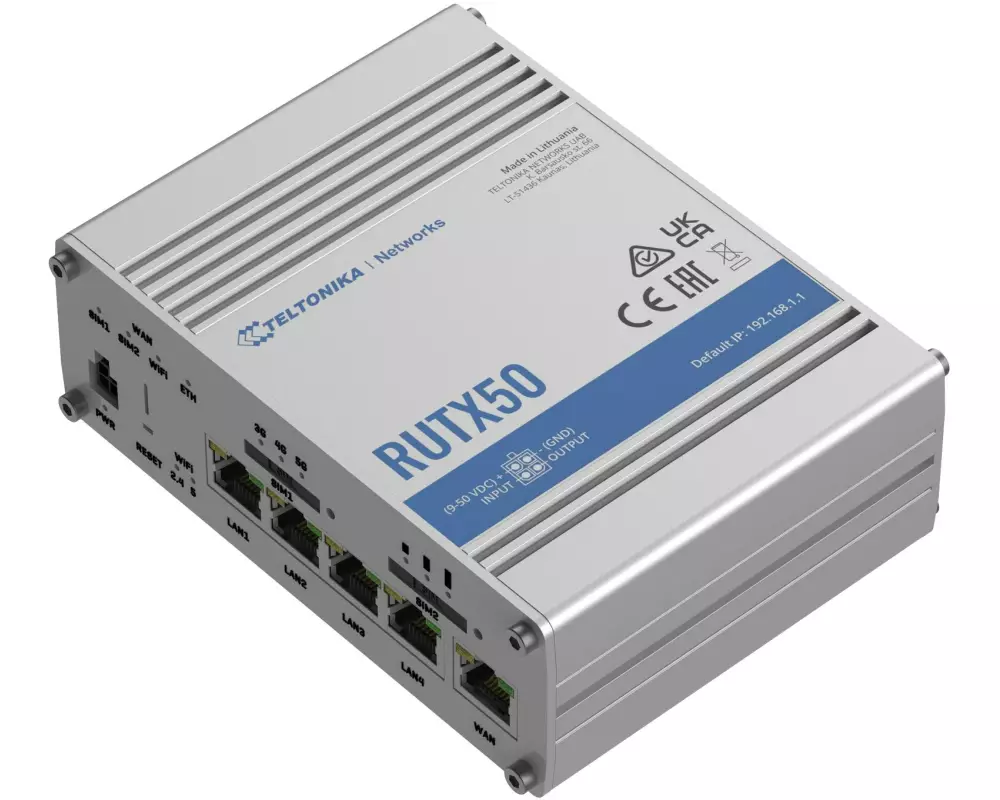 Teltonika LTE-Industrierouter RUTX50 5G, WiFi-5, 5x GE LAN