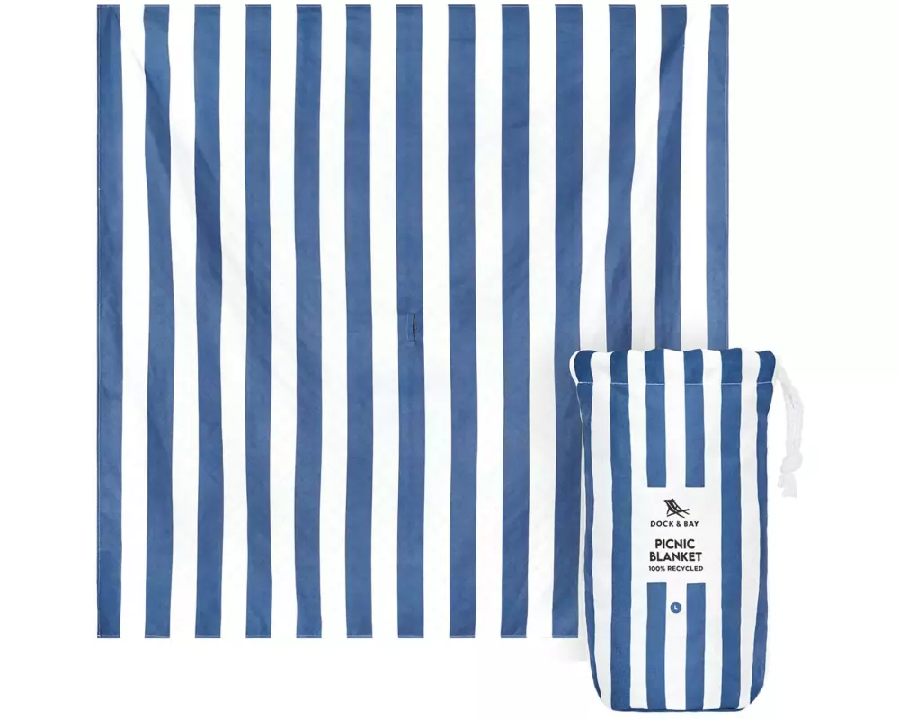 Dock & Bay Picknickdecke 170 x 170 cm, Weiss/Blau
