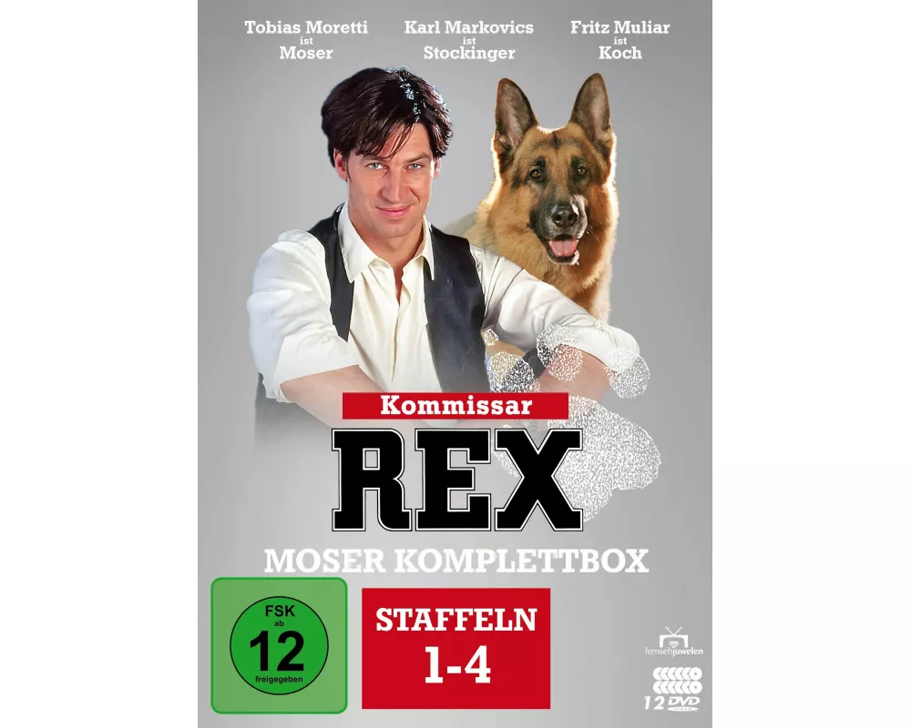 Kommissar Rex - Moser Komplettbox (Alle 4 Staffeln mit Tobias Moretti). 12 DVDs