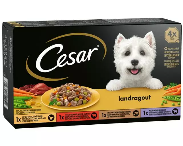 Cesar Nassfutter Landküche Vielfalt Sauce 4 x 150 g