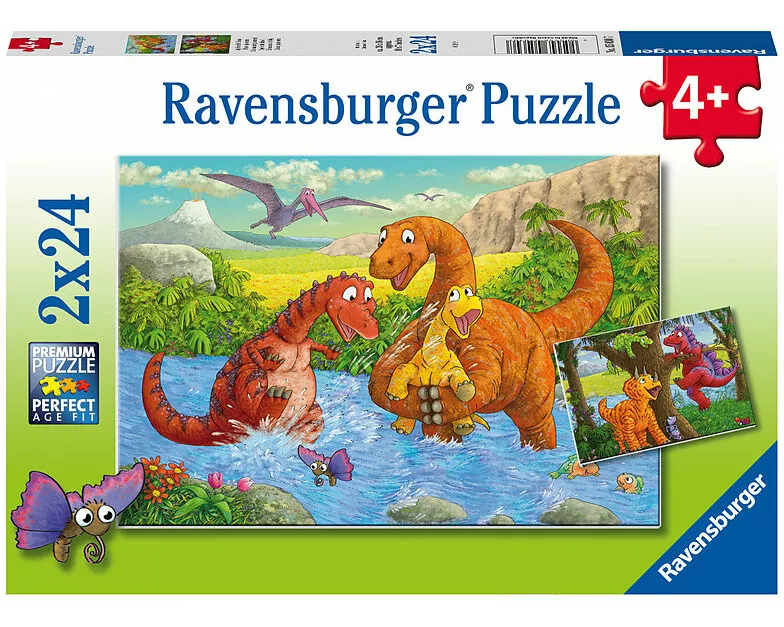 Kinderpuzzle 2x24 Teile - Spielende Dinos