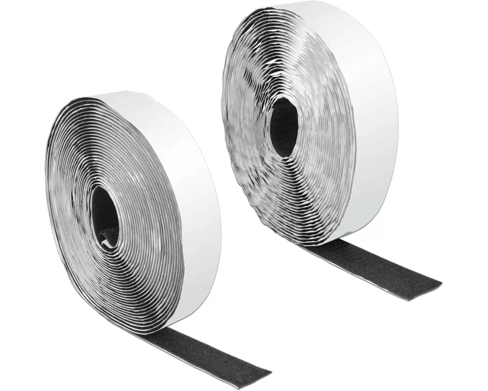 Delock Klettband-Rolle 10 m x 25 mm Haft und Flauschband Schwarz