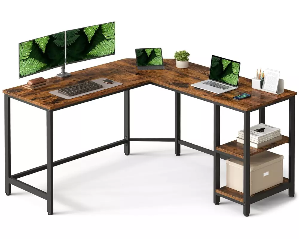 VASAGLE Tisch in L-Form 138 x 138 cm Braun