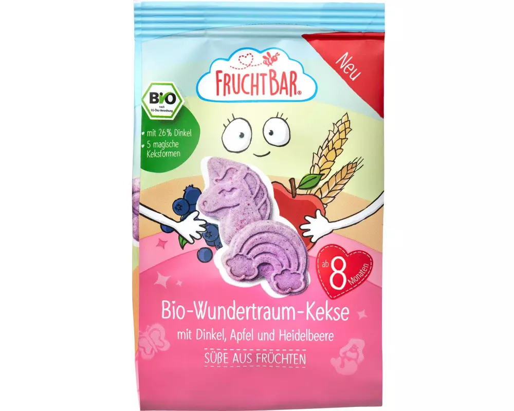 Fruchtbar Kekse Bio-Wundertraum Dinkel, Apfel und Heidelbeere 100 g
