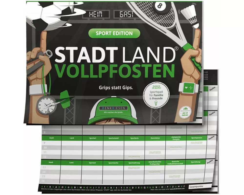 STADT LAND VOLLPFOSTEN - SPORT EDITION "Grips statt Gips." STADT LAND FLUSS SPIELBLOCK