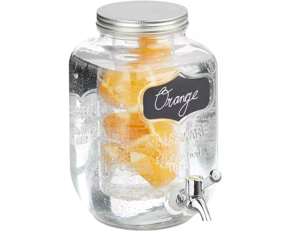 relaxdays Getränkespender mit Fruchteinsatz 4 Liter