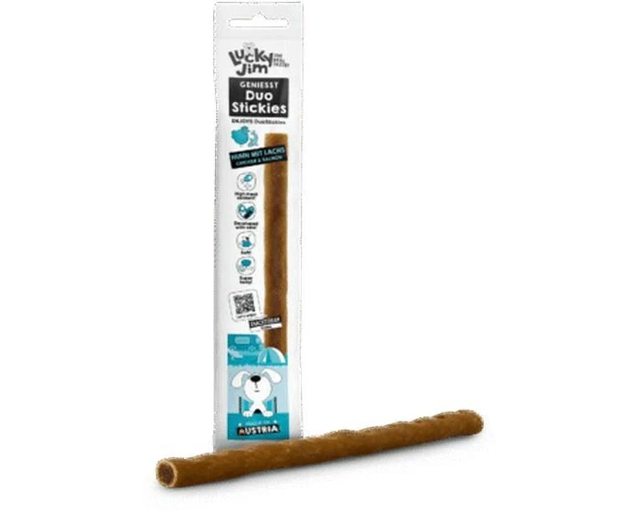 Lucky Jim Leckerli DuoStickies Huhn mit Lachs 15 g