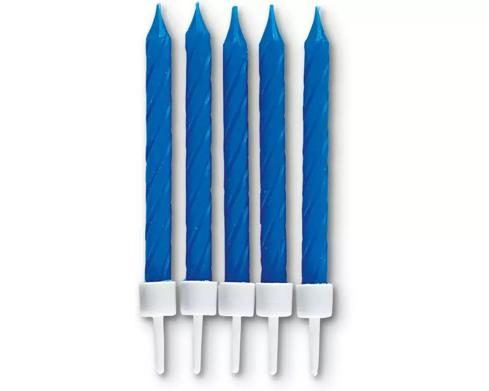 Städter Kerze mit Halter 10 Stück, Blau, 7.5 cm