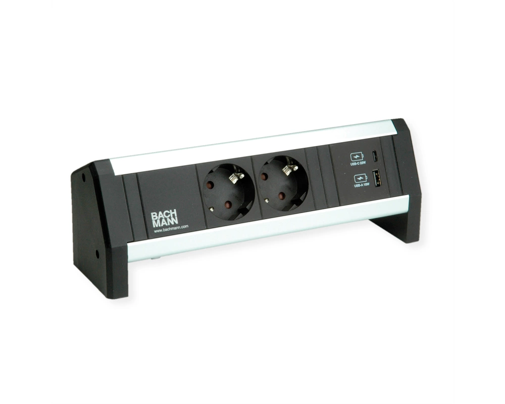 BACHMANN DESK 2xSchutzkontakt 1xUSB A&C, USB Charger 22W Charger, GST18