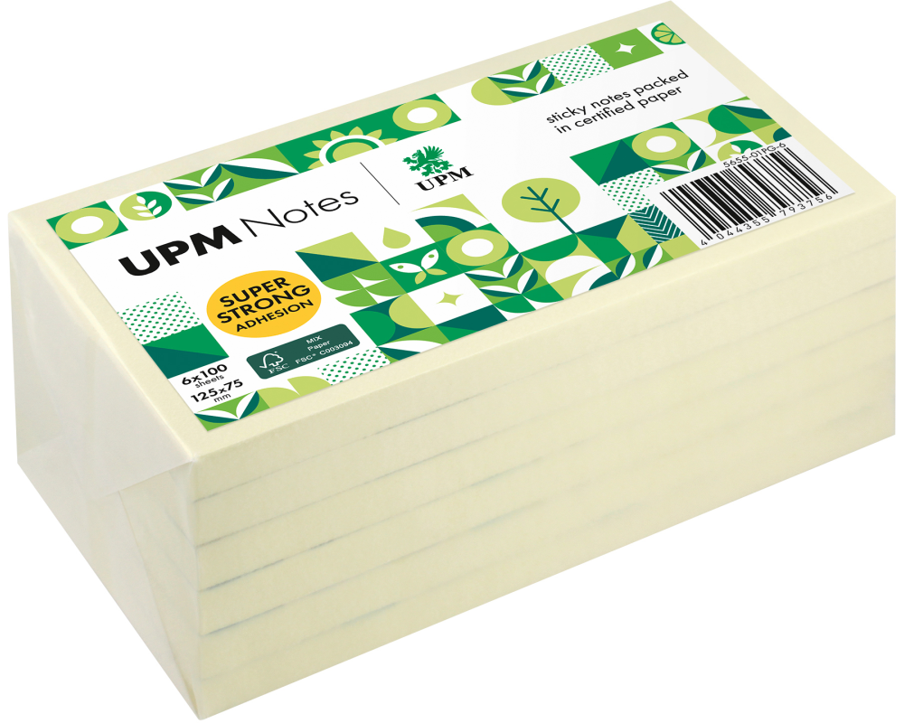 UPM Haftnotizen 125x75mm 5655-01PG-6 gelb 6x100 Blatt
