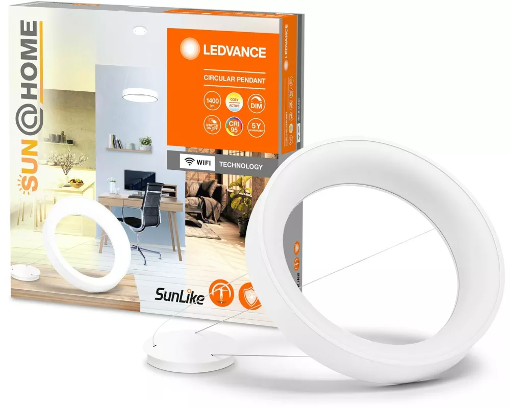 Ledvance Pendelleuchte Sun@Home Circular, 18.5W, 2200-5000K, Weiss