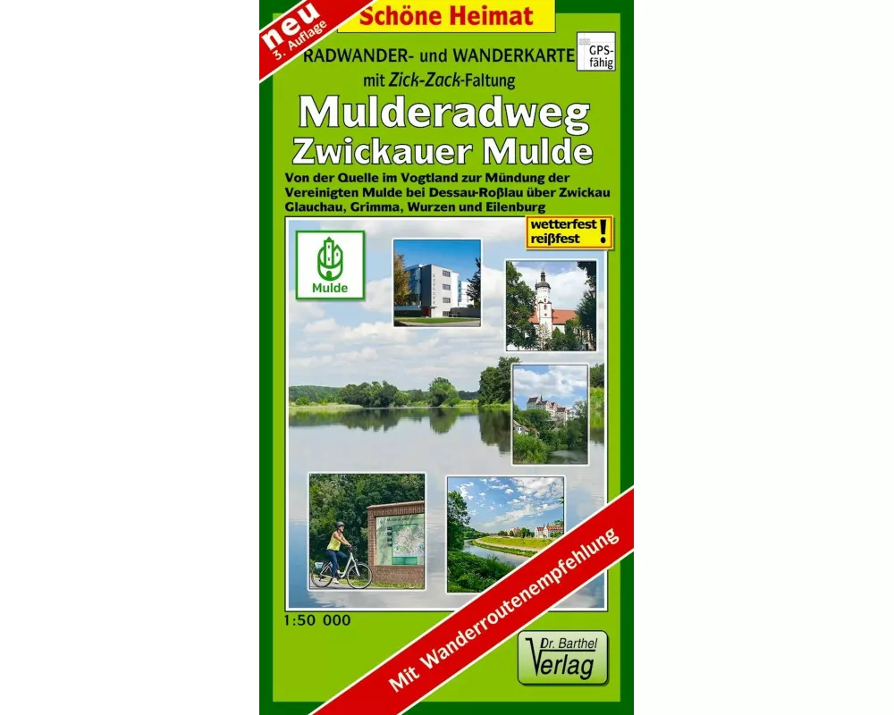 Mulderadweg (Zwickauer Mulde) Radwander- und Wanderkarte 1 : 50 000